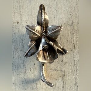 Vintage Silver 925 Orchid Brooch  2"